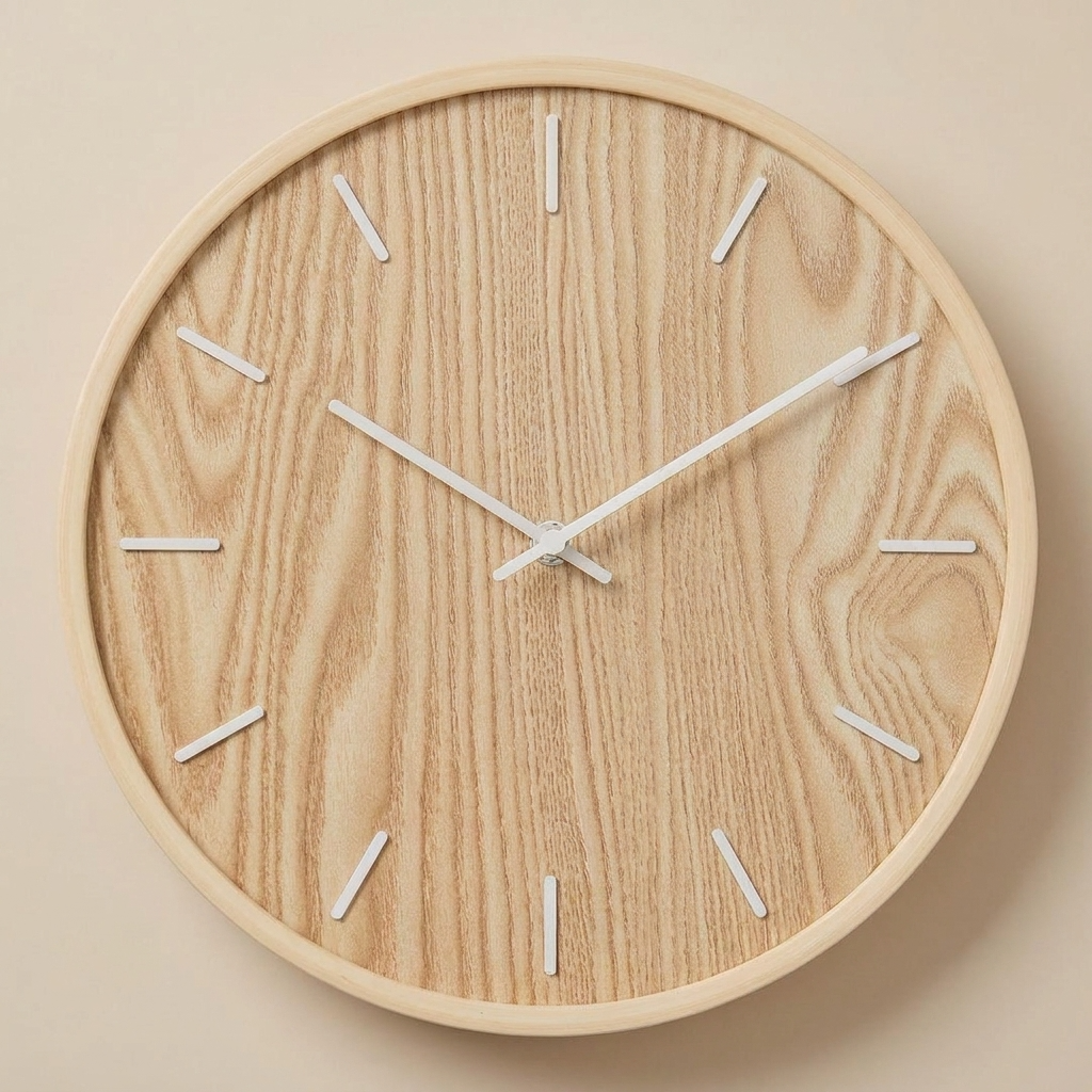 Timber Minimalist Wall Clock | Handcrafted Wooden Timepiece with Silent Sweep Movement for Elegant Home Decor