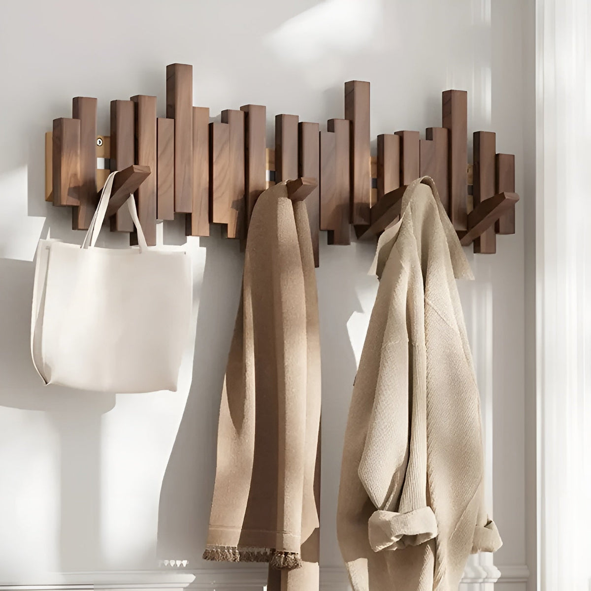 WalnutArt | Modern Minimalist Walnut Wood Piano Key Wall Coat Rack 12