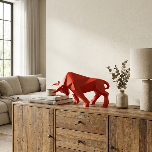 Bold Resin Sculpture | Nordic Bull Design with Modern Aesthetic | Striking Art Piece for Contemporary Decor