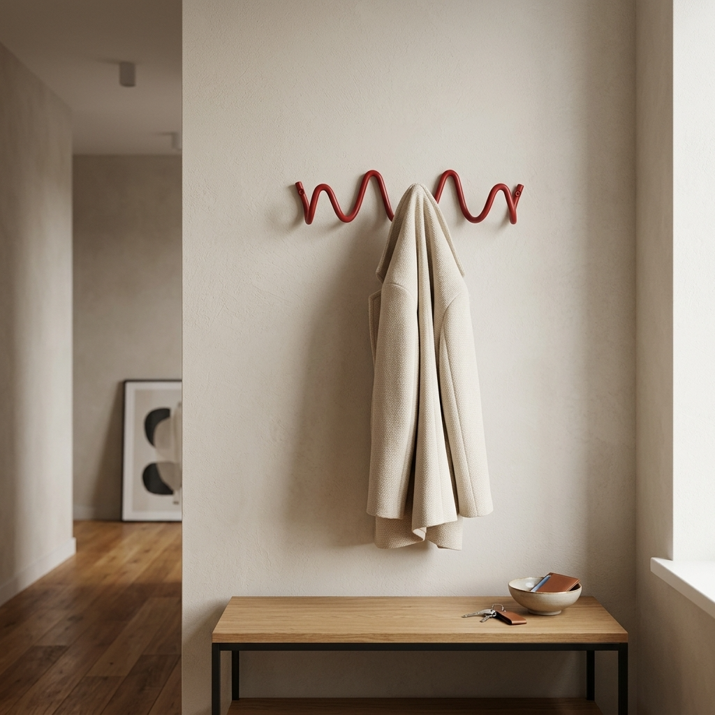 Elegant Home | Wrought Iron Wall Hook with Modern Wave Design | Stylish Coat Hanger for Functional Decor