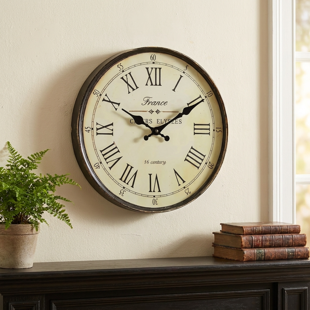 Elegant Wall Clock | Classic French Design with Silent Quartz Movement | Timeless Home Decor for Any Space