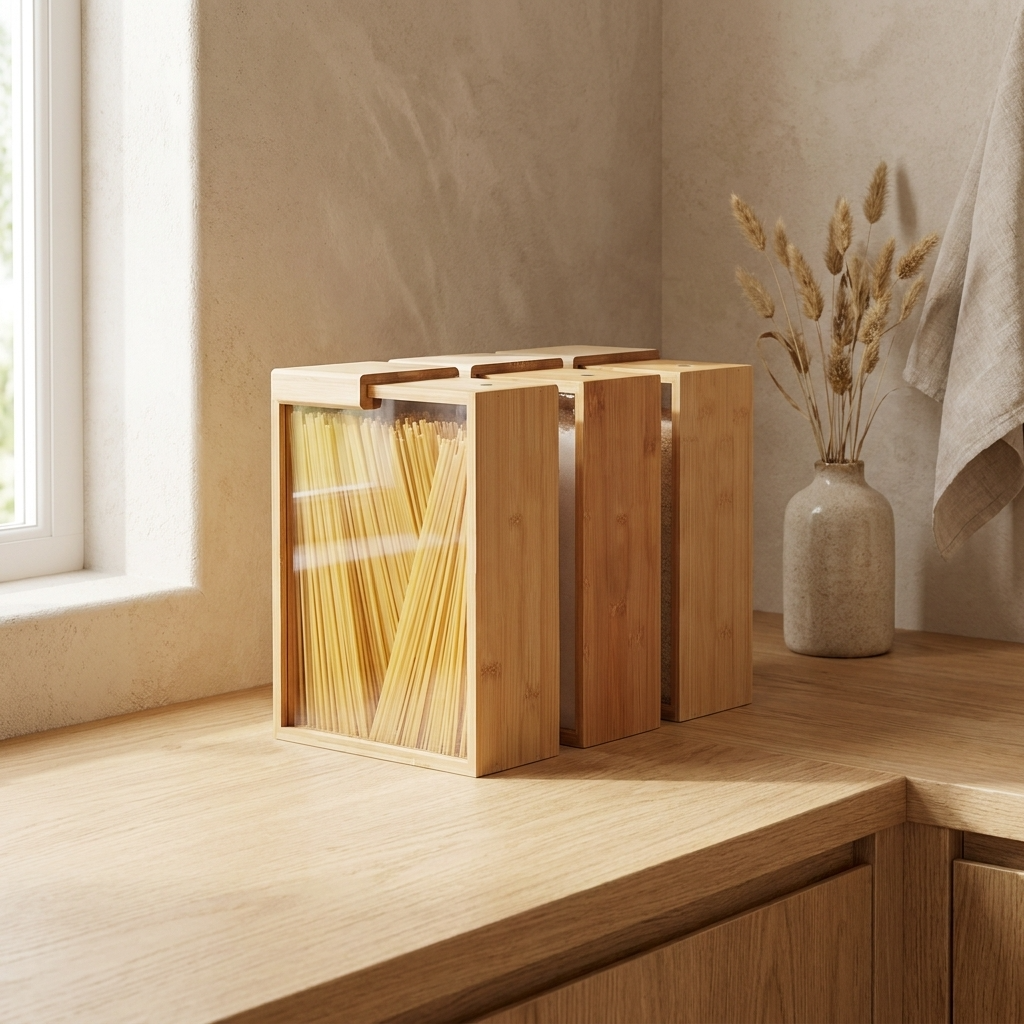 EcoBamboo | Stylish Sustainable Clear Glass Food Dispenser Set