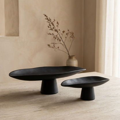Elegant Handcrafted Black Porcelain Tray | Versatile Decorative Dish for Timeless Home Decor