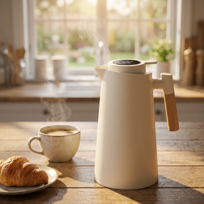 ElaraGlass | Elegant Insulated Thermal Jug with Wooden Handle