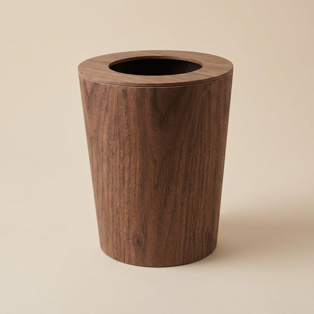Modern Trash Bin | 9L Capacity with Lid & Natural Wood Finish | Space-Saving Solution for Tidy Spaces 2