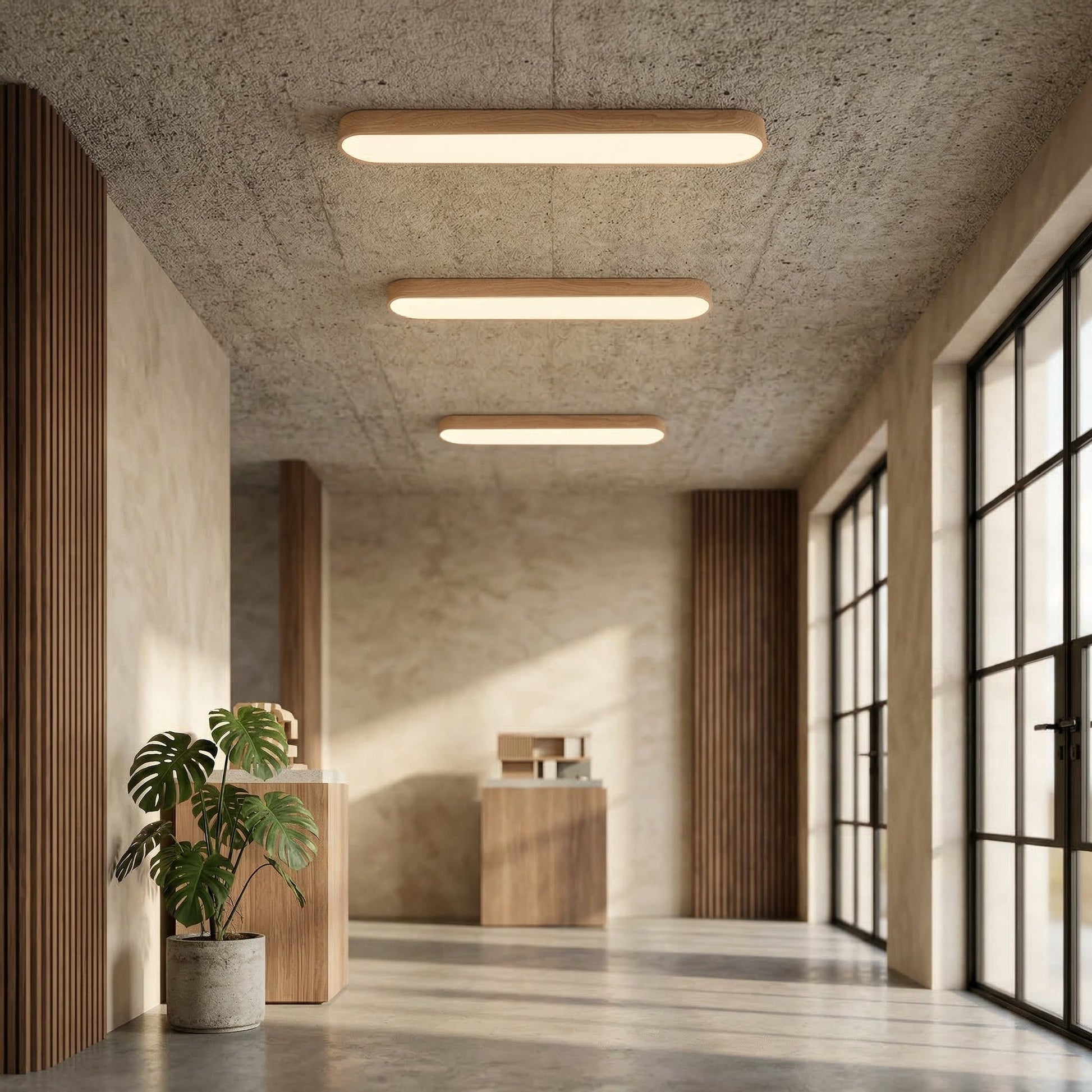 Aurelia | Sleek Minimalist Oak LED Flush Mount Ceiling Light Fixture 1