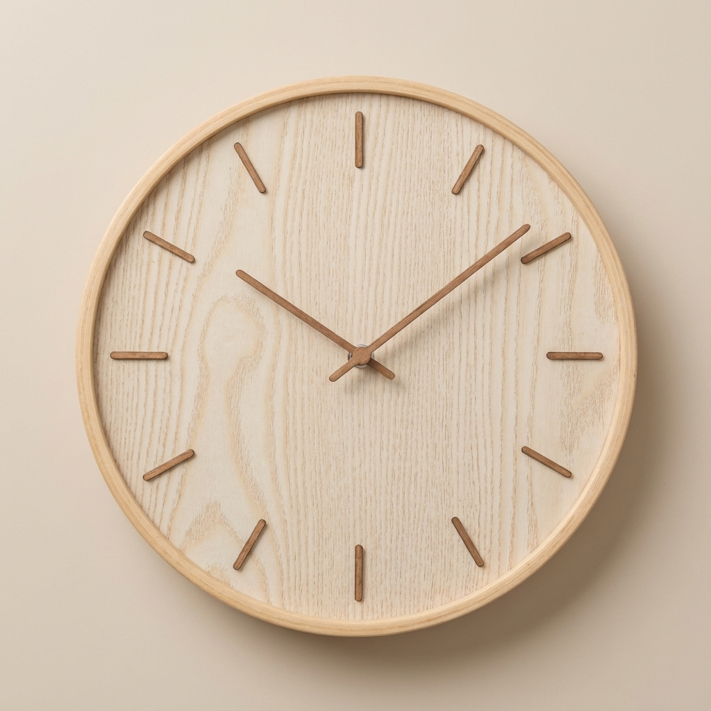 Timber Minimalist Wall Clock | Handcrafted Wooden Timepiece with Silent Sweep Movement for Elegant Home Decor