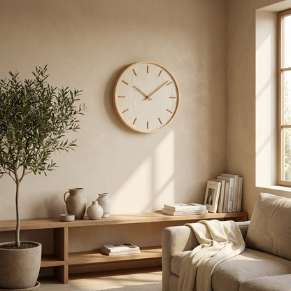 Timber Minimalist Wall Clock | Handcrafted Wooden Timepiece with Silent Sweep Movement for Elegant Home Decor