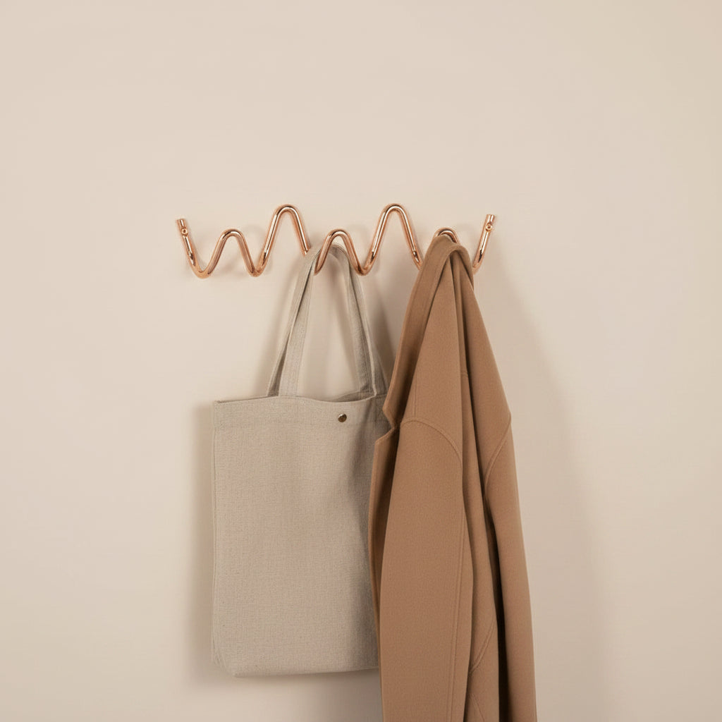 Elegant Home | Wrought Iron Wall Hook with Modern Wave Design | Stylish Coat Hanger for Functional Decor 10