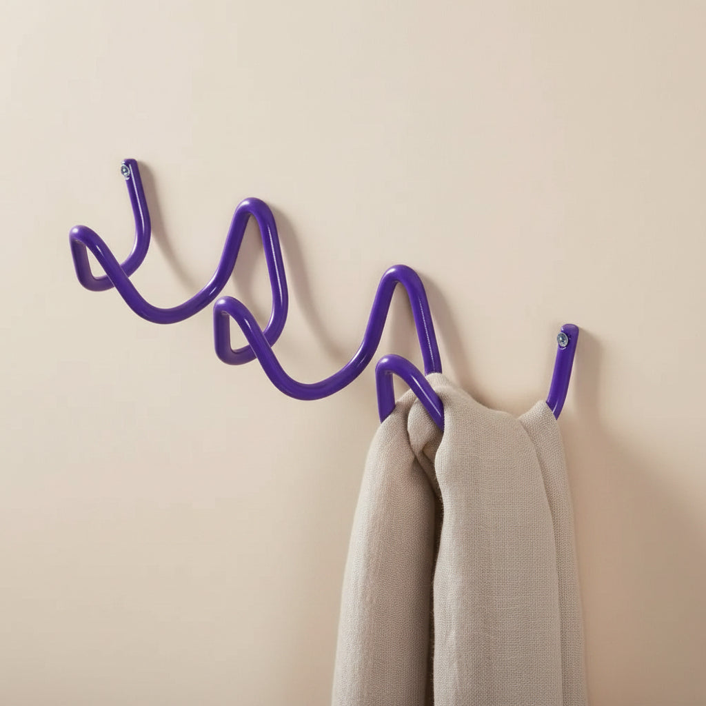 Elegant Home | Wrought Iron Wall Hook with Modern Wave Design | Stylish Coat Hanger for Functional Decor 11