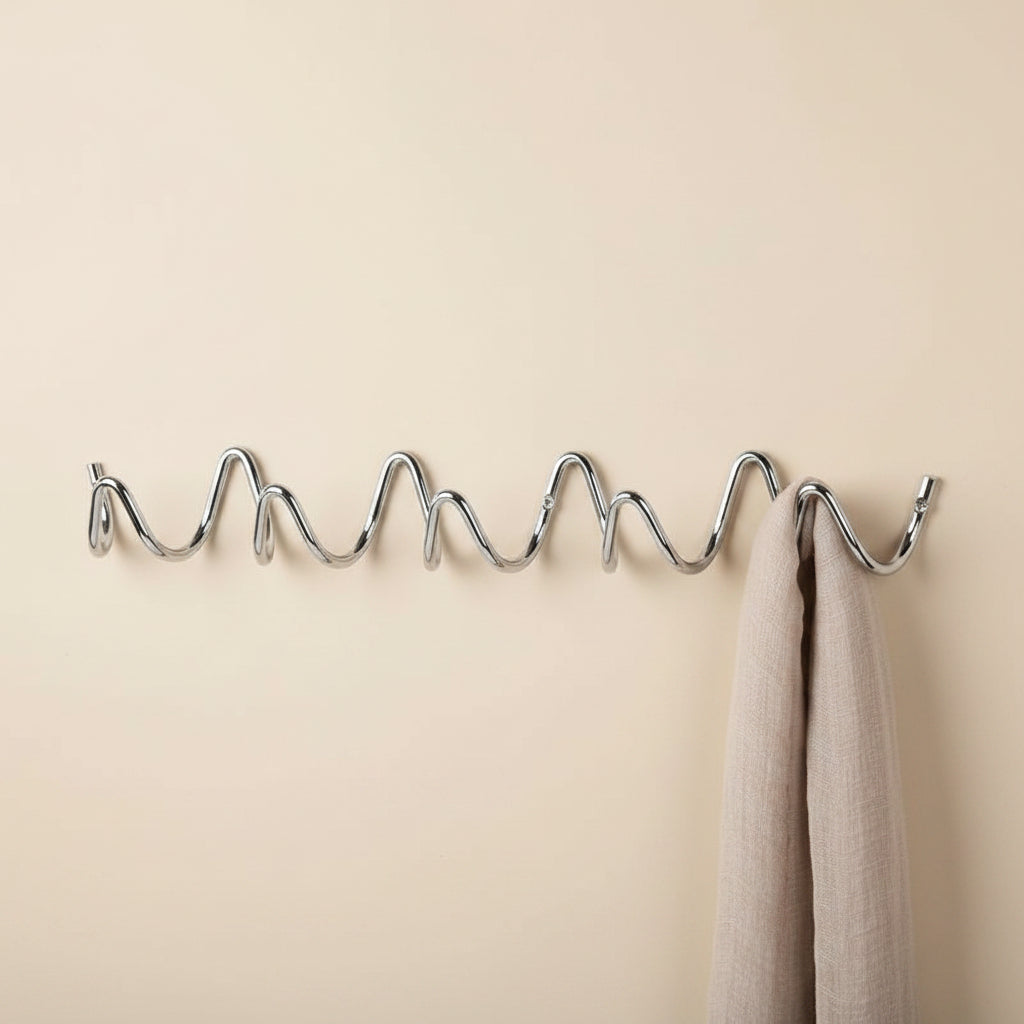 Elegant Home | Wrought Iron Wall Hook with Modern Wave Design | Stylish Coat Hanger for Functional Decor 12