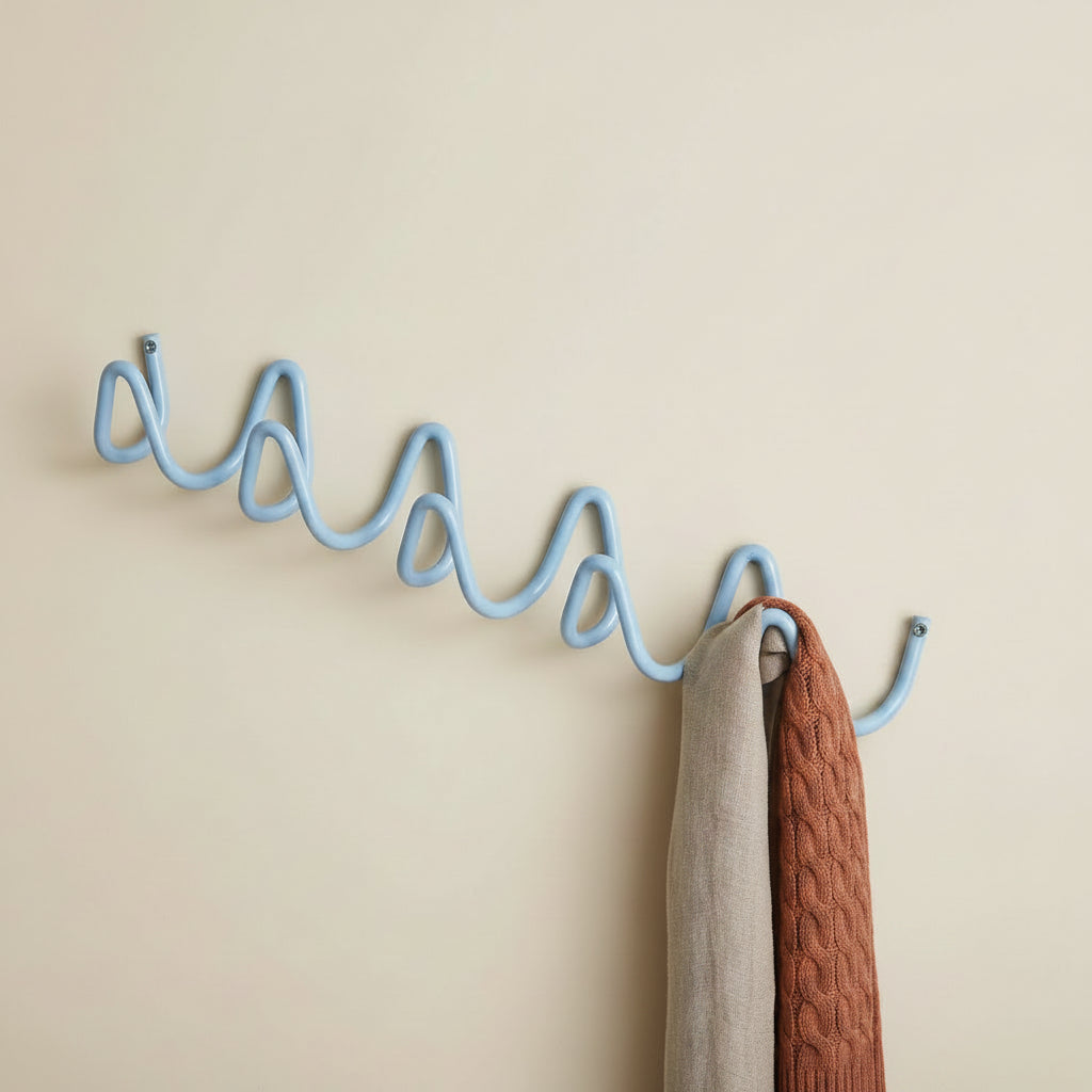 Elegant Home | Wrought Iron Wall Hook with Modern Wave Design | Stylish Coat Hanger for Functional Decor 14