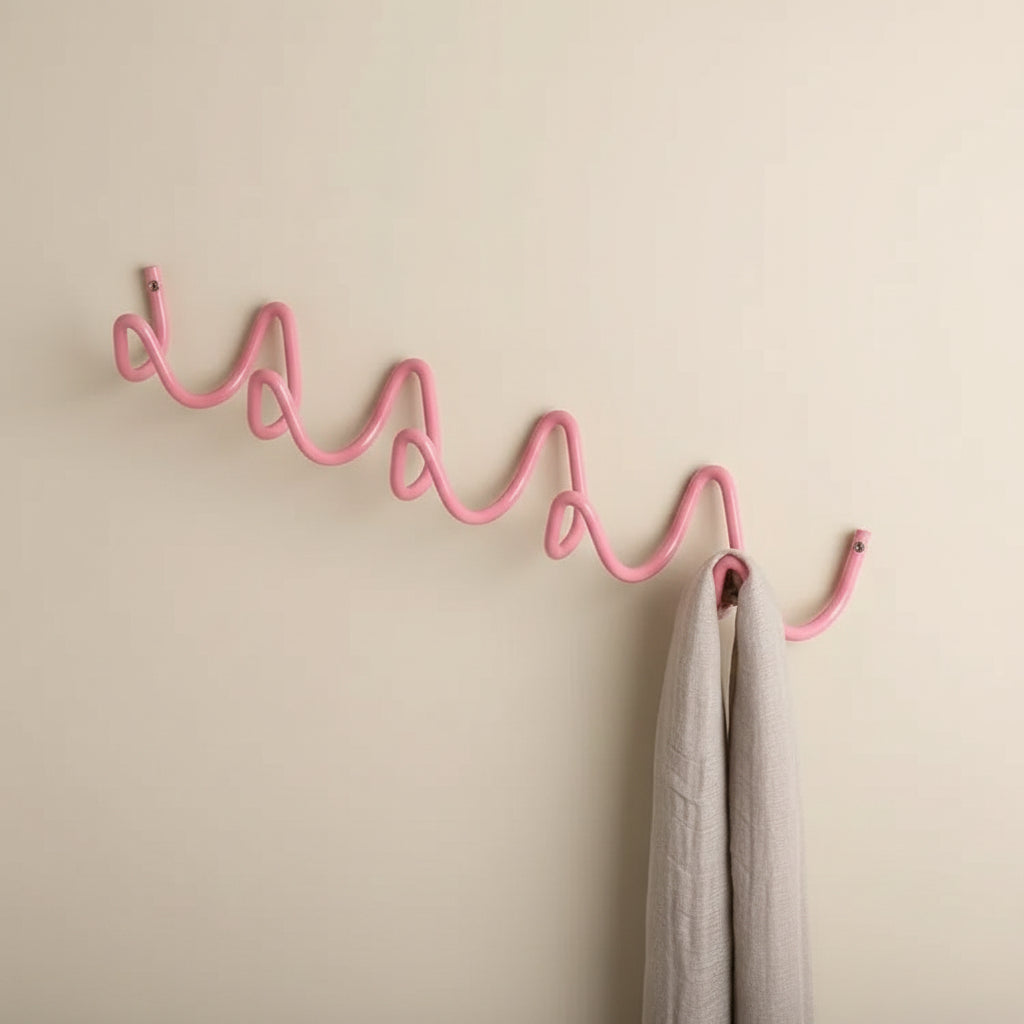 Elegant Home | Wrought Iron Wall Hook with Modern Wave Design | Stylish Coat Hanger for Functional Decor 17
