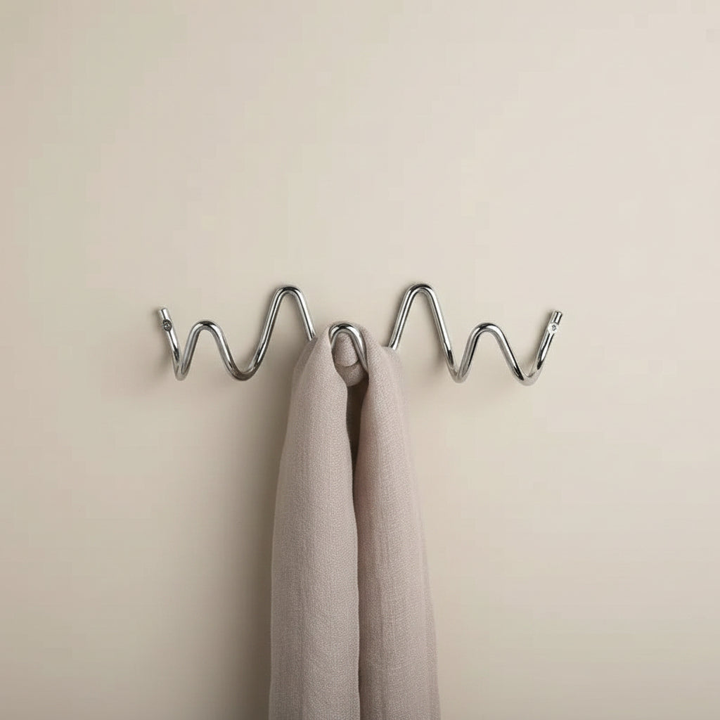 Elegant Home | Wrought Iron Wall Hook with Modern Wave Design | Stylish Coat Hanger for Functional Decor 19