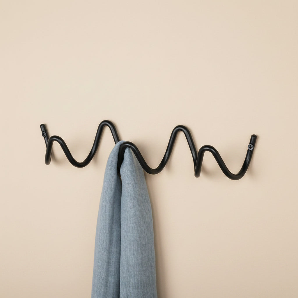 Elegant Home | Wrought Iron Wall Hook with Modern Wave Design | Stylish Coat Hanger for Functional Decor 2