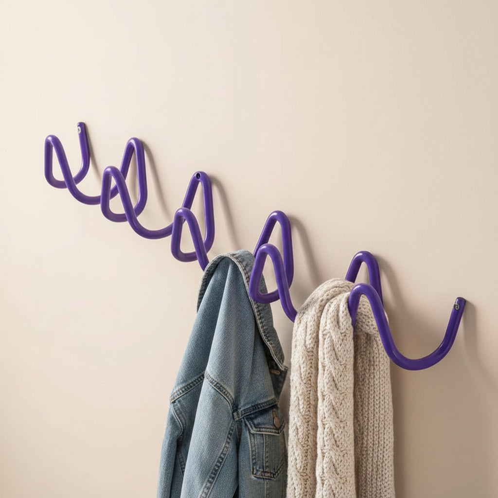 Elegant Home | Wrought Iron Wall Hook with Modern Wave Design | Stylish Coat Hanger for Functional Decor 9
