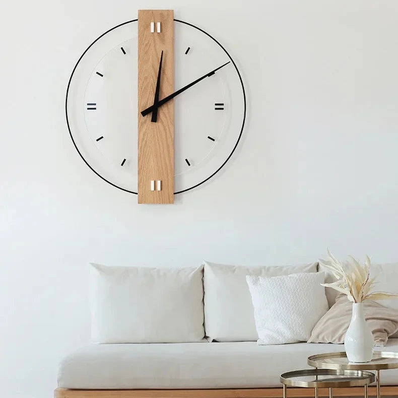 Elegant Minimalist Wall Clock with Oak and Glass Accents | Timeless Design for Modern Interiors 1
