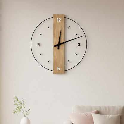 Elegant Minimalist Wall Clock with Oak and Glass Accents | Timeless Design for Modern Interiors 2
