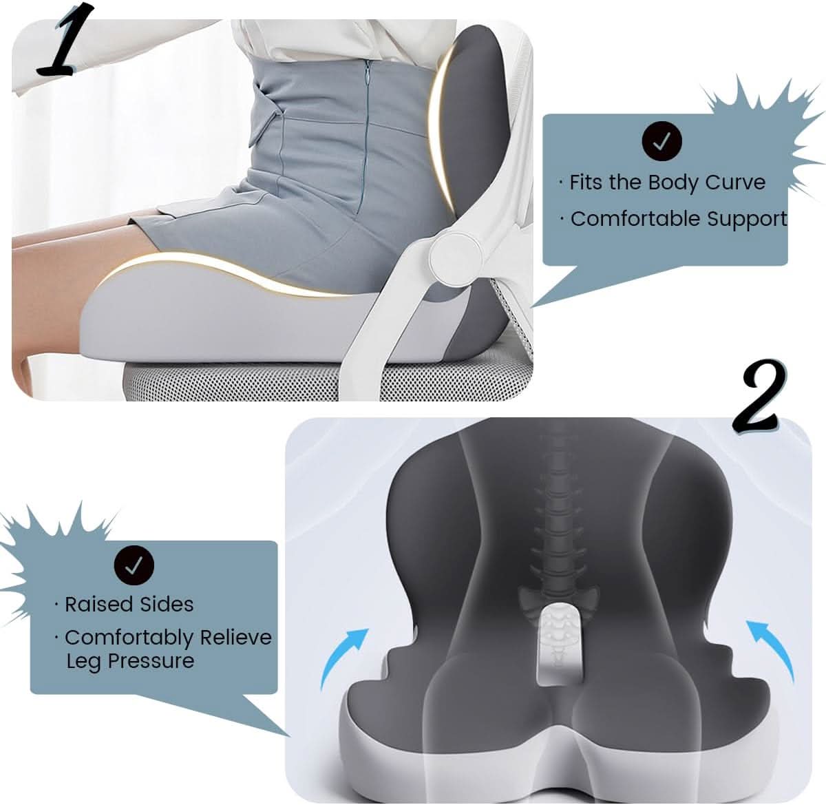 ErgoNest | High-Density Memory Foam Lumbar Support Cushion for Chair & Car