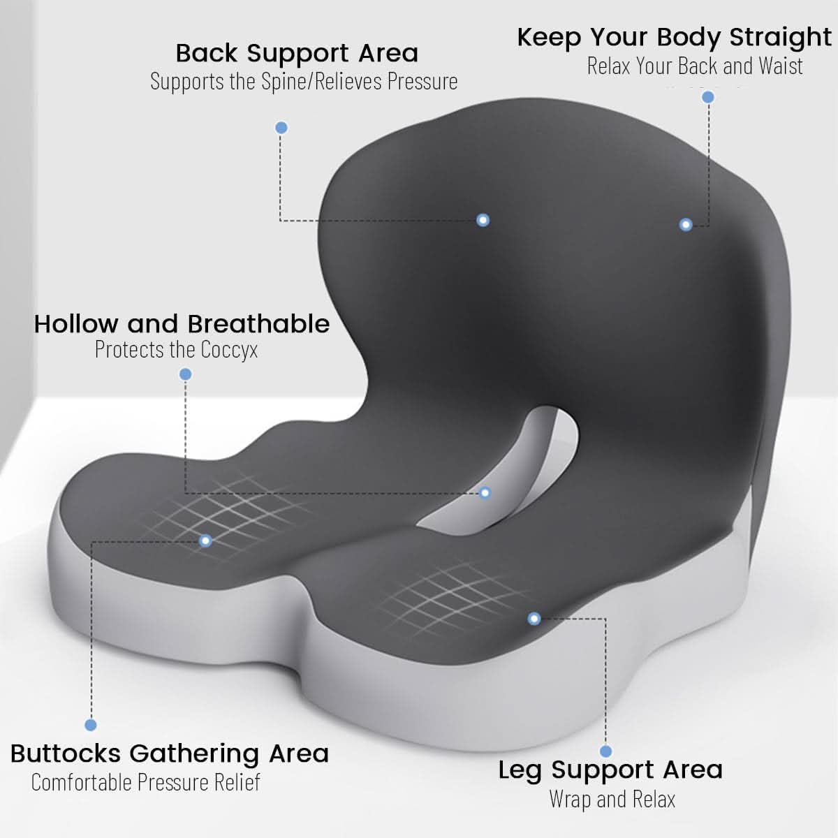 ErgoNest | High-Density Memory Foam Lumbar Support Cushion for Chair & Car