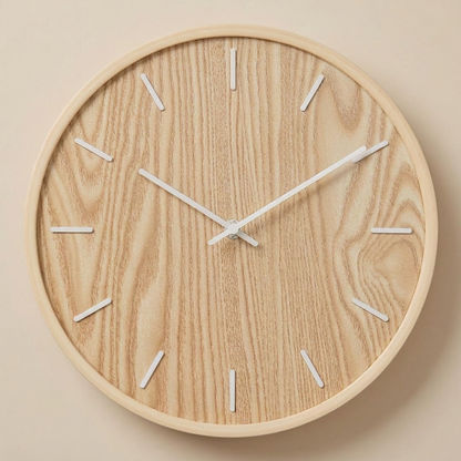 Timber Minimalist Wall Clock | Handcrafted Wooden Timepiece with Silent Sweep Movement for Elegant Home Decor