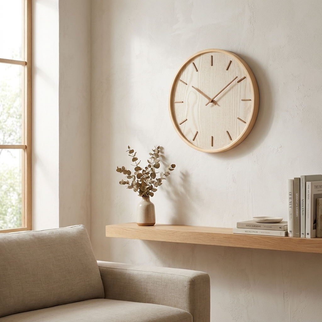 Timber Minimalist Wall Clock | Handcrafted Wooden Timepiece with Silent Sweep Movement for Elegant Home Decor