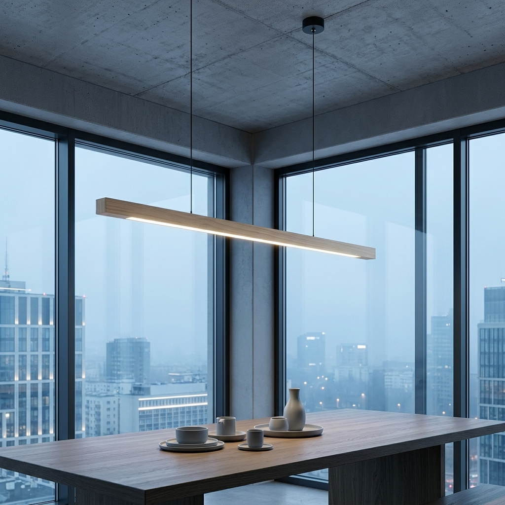 GindoWood | Elegancka skandynawska liniowa lampa wisząca z drewna