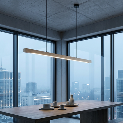 GindoWood | Elegancka skandynawska liniowa lampa wisząca z drewna