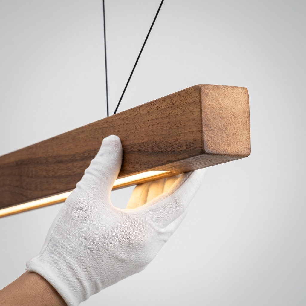 GindoWood | Elegancka skandynawska liniowa lampa wisząca z drewna