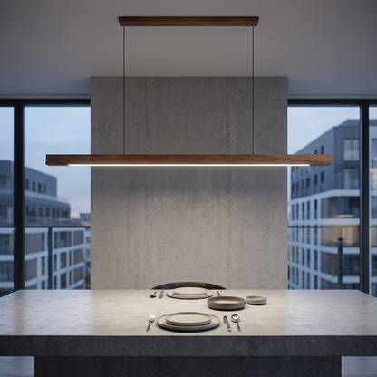 GindoWood | Elegancka skandynawska liniowa lampa wisząca z drewna