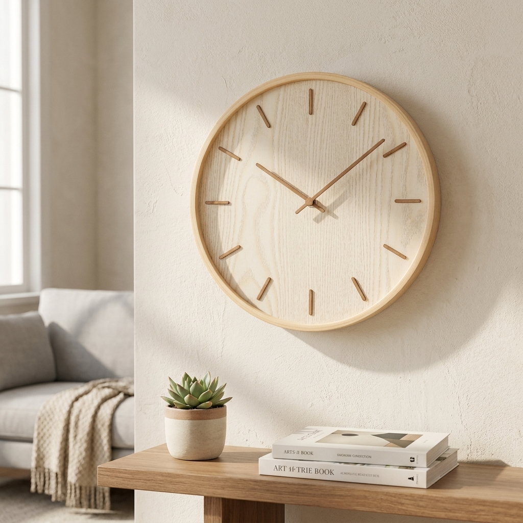 Timber Minimalist Wall Clock | Handcrafted Wooden Timepiece with Silent Sweep Movement for Elegant Home Decor