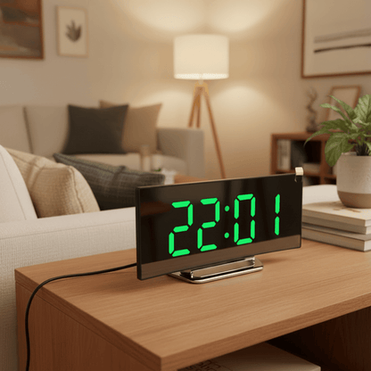 SilentLite | Modern Slim LED Digital Alarm Clock with Mirrored Display