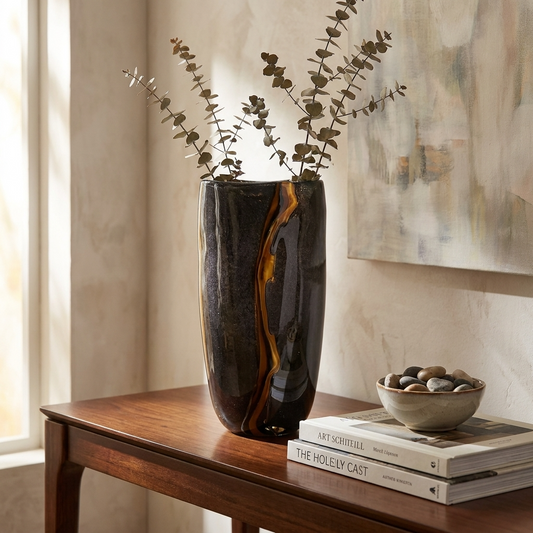 OrionGlass | Elegant Handblown Black Tabletop Vase for Home Decor 3