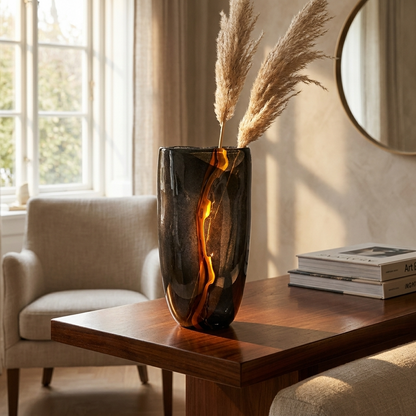 OrionGlass | Elegant Handblown Black Tabletop Vase for Home Decor 5