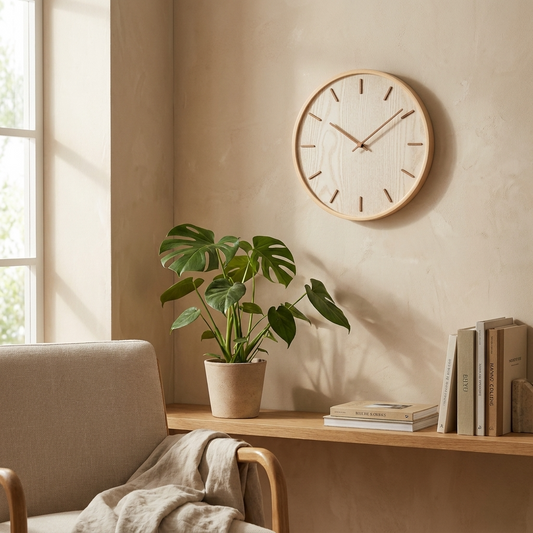 Timber Minimalist Wall Clock | Handcrafted Wooden Timepiece with Silent Sweep Movement for Elegant Home Decor