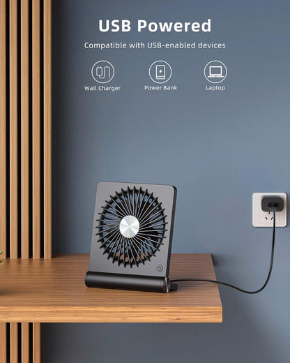 BreezeMini | Ultra-Quiet Compact USB Desk Fan with 3-Speed Airflow