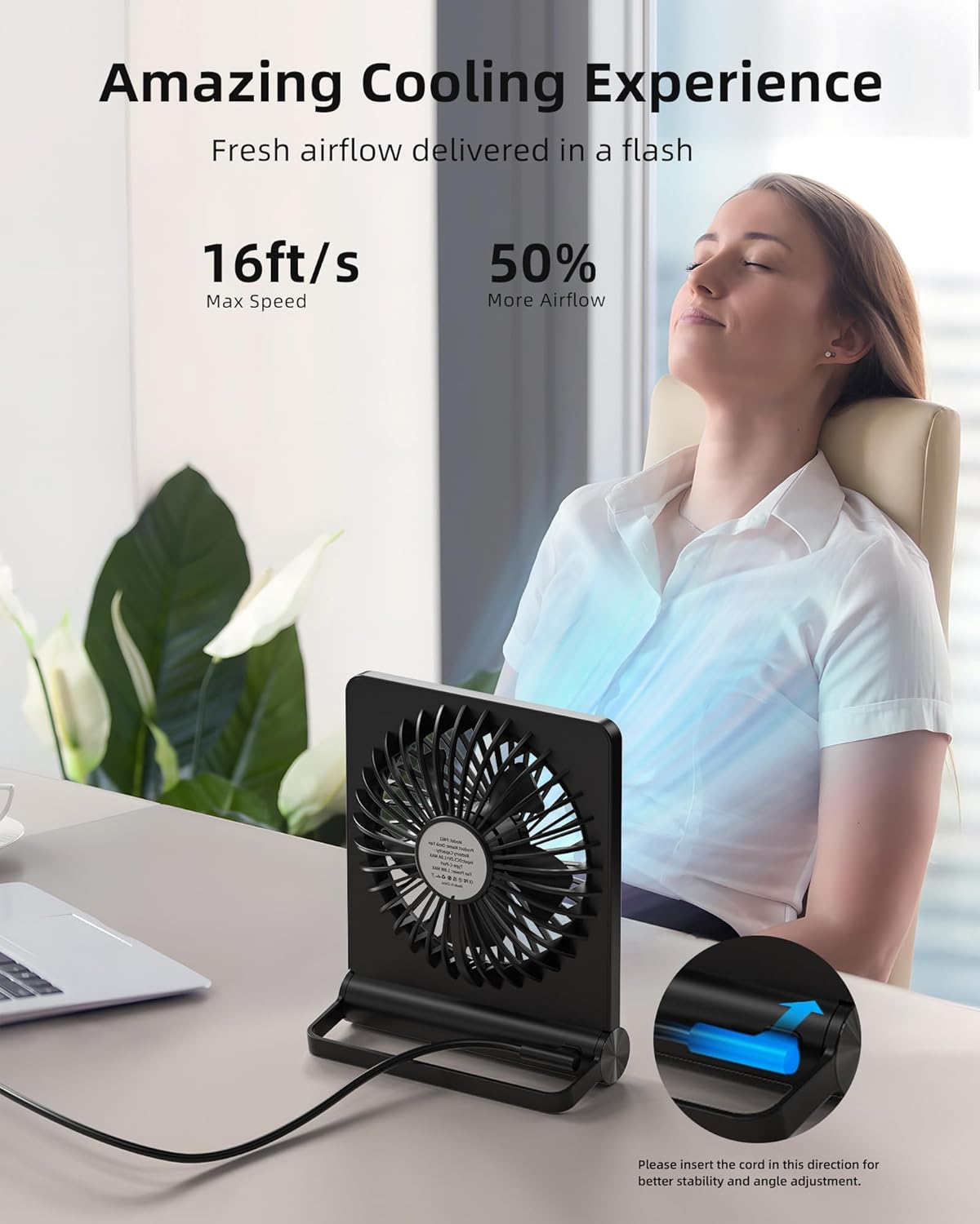 BreezeMini | Ultra-Quiet Compact USB Desk Fan with 3-Speed Airflow
