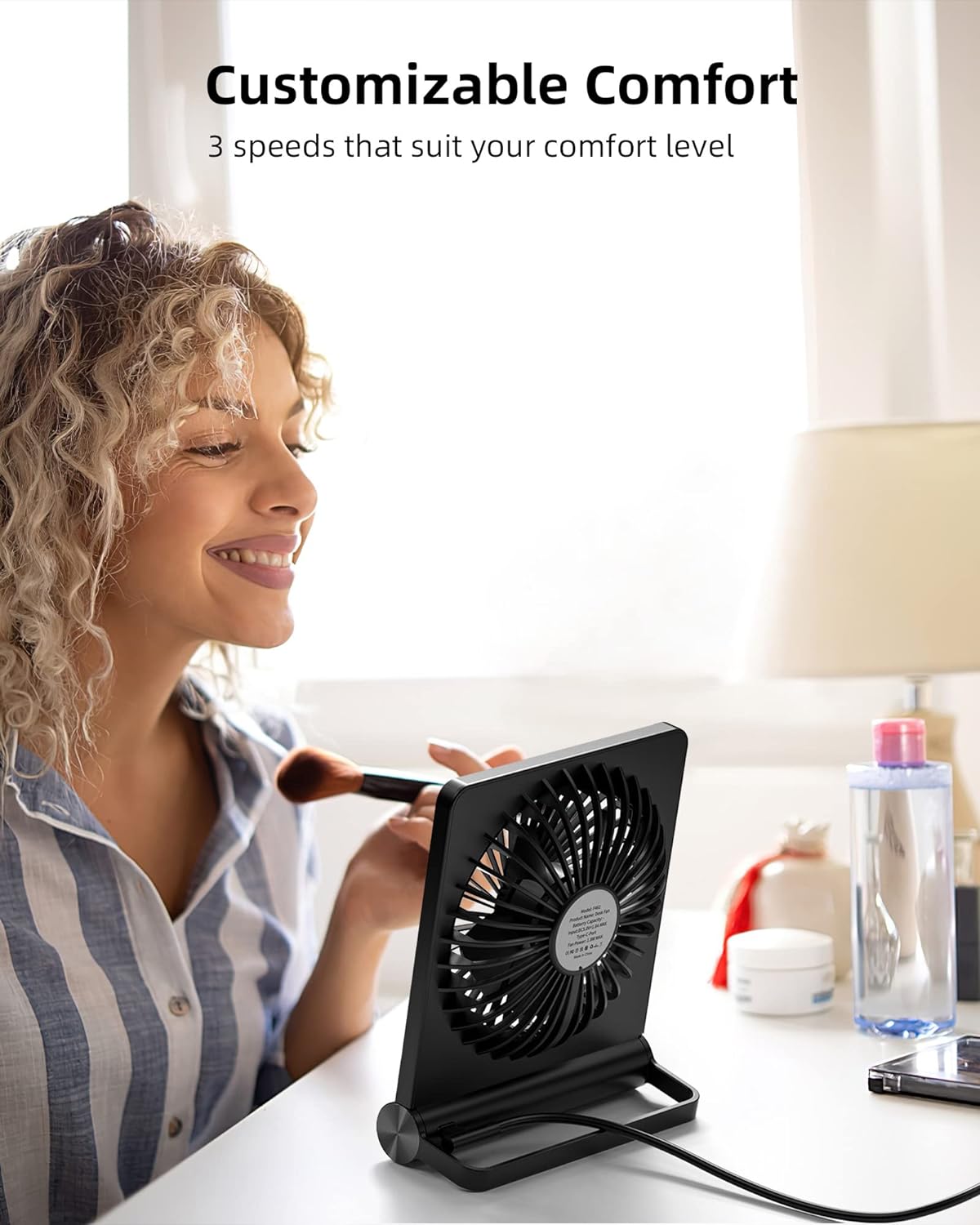 BreezeMini | Ultra-Quiet Compact USB Desk Fan with 3-Speed Airflow