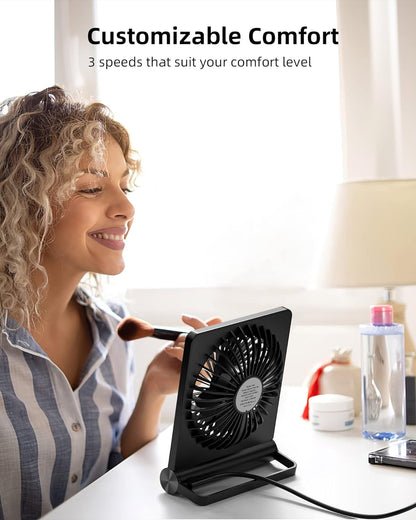 BreezeMini | Ultra-Quiet Compact USB Desk Fan with 3-Speed Airflow