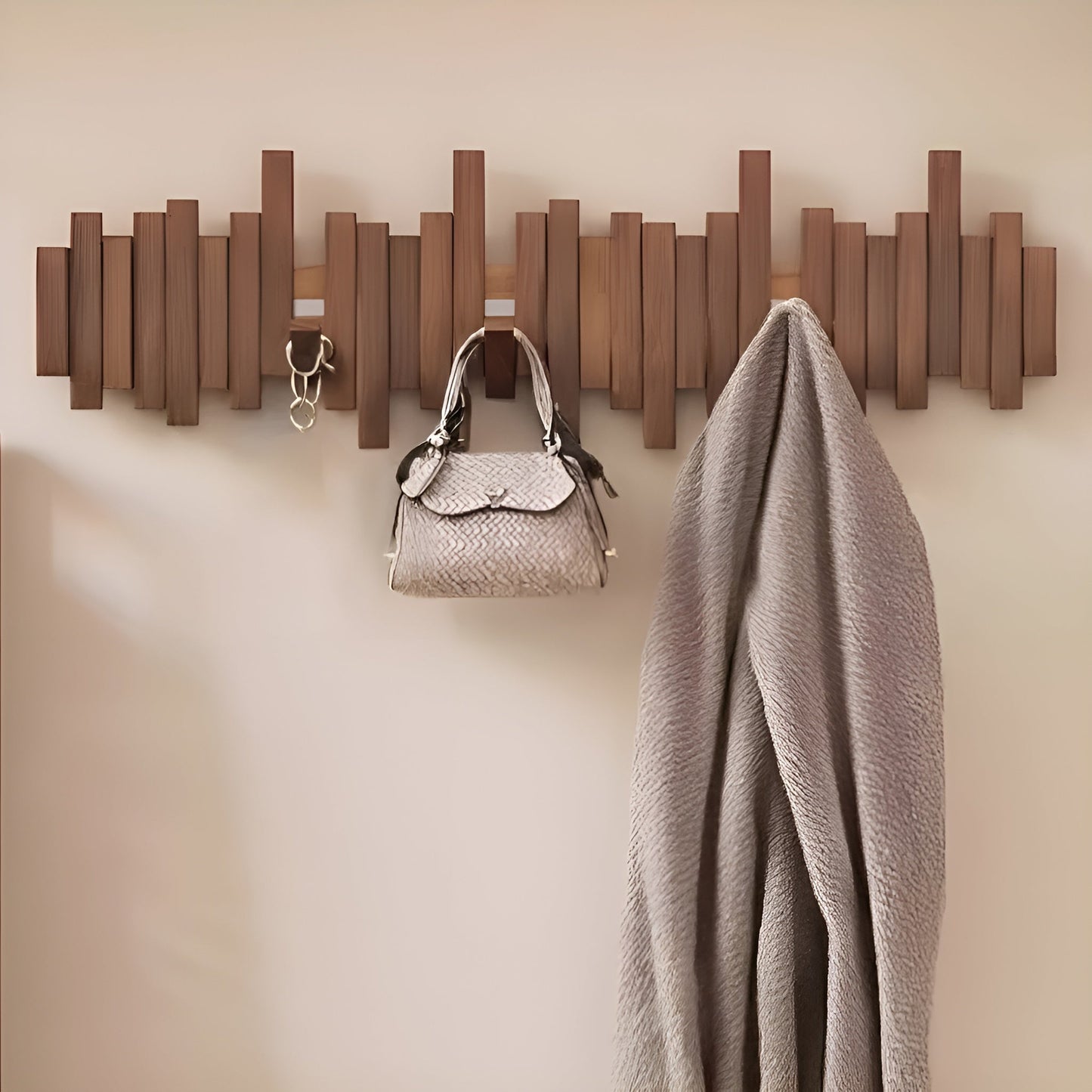 WalnutArt | Modern Minimalist Walnut Wood Piano Key Wall Coat Rack 9