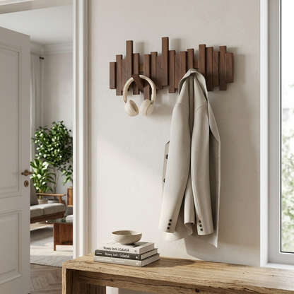 WalnutArt | Modern Minimalist Walnut Wood Piano Key Wall Coat Rack