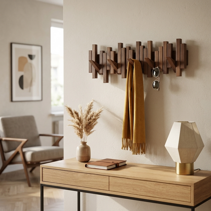 WalnutArt | Modern Minimalist Walnut Wood Piano Key Wall Coat Rack