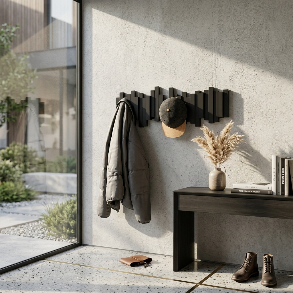 WalnutArt | Modern Minimalist Walnut Wood Piano Key Wall Coat Rack