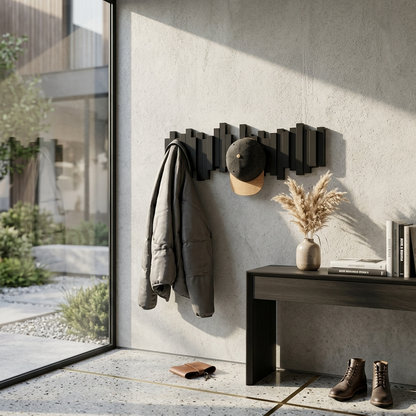 WalnutArt | Modern Minimalist Walnut Wood Piano Key Wall Coat Rack