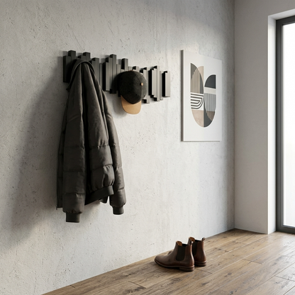 WalnutArt | Modern Minimalist Walnut Wood Piano Key Wall Coat Rack