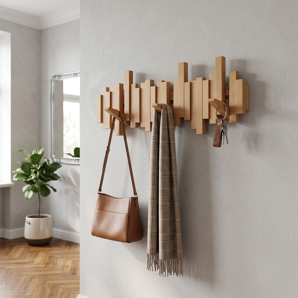 WalnutArt | Modern Minimalist Walnut Wood Piano Key Wall Coat Rack