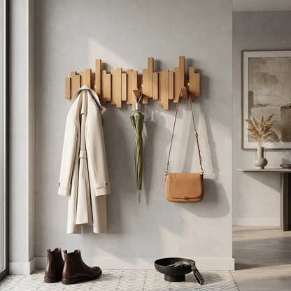 WalnutArt | Modern Minimalist Walnut Wood Piano Key Wall Coat Rack
