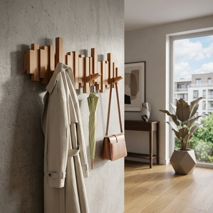 WalnutArt | Modern Minimalist Walnut Wood Piano Key Wall Coat Rack