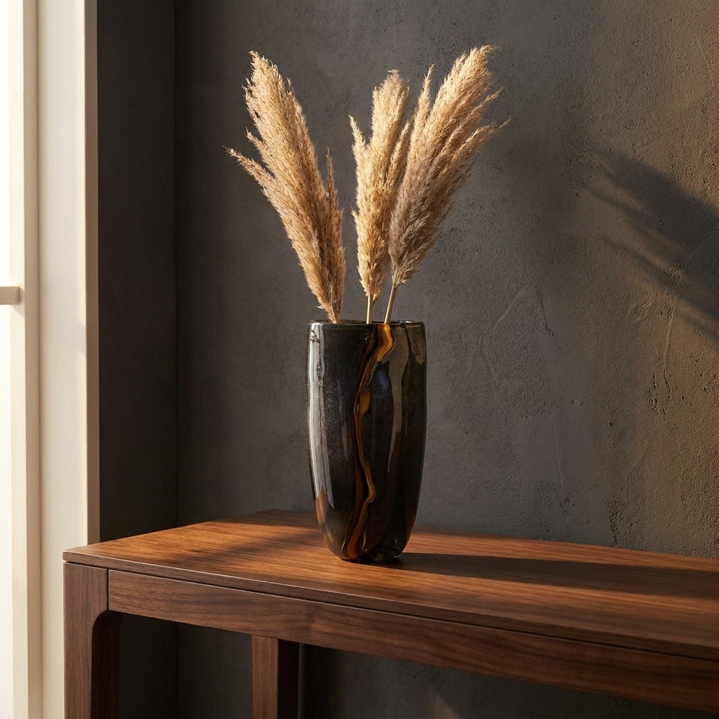 OrionGlass | Elegant Handblown Black Tabletop Vase for Home Decor 7