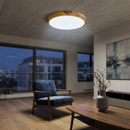 NordicaBeam | Elegancka naturalna drewniana skandynawska lampa sufitowa LED